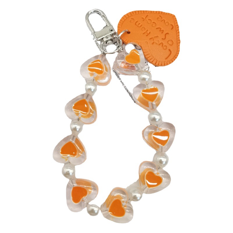 Amor creativo pulsera llavero colgante moda melocotón corazón carta cuero transparente accesorios lindo mochila Accesorios