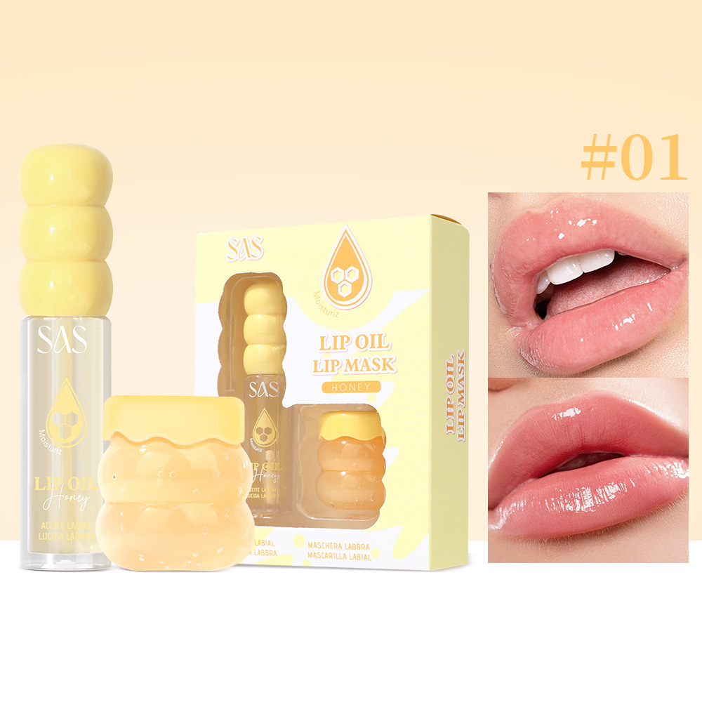 SAS Europa y Estados Unidos en stock transfronterizo humectante máscara labial humectante + aceite labial pequeño conjunto SAC186