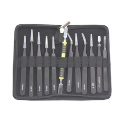 圓邊修邊3件套6件套6件套9件套12件套拆機尖頭彎頭直頭不鏽鋼鑷子