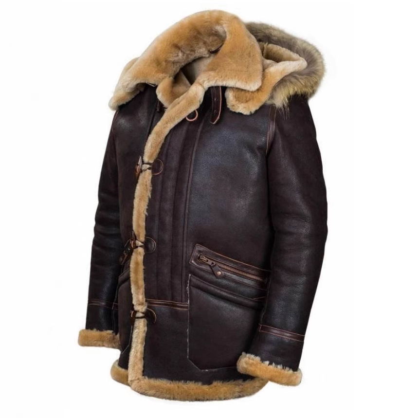 Cross-Border Fur Integrated Men's Zippered Hooded Fur Jacket m Optimized Weight 0.85kg