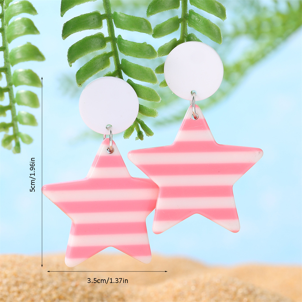 9g Weight Alloy Ear Needle Material Drop Earrings Classification 1 Pair Quantity Holiday, Beach Occasion Acrylic Material Pentagram Pattern All Seasons Season Women's Gender Casual, Vacation Style 1 Pair Casual Vacation Pentagram Arylic Drop Earrings 11