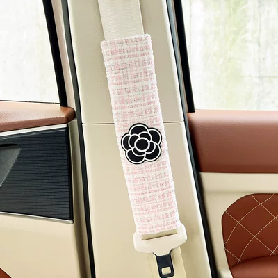 Cover High-End Creative Decoration New | Seat belt shoulder pad - camellia-pink-four-season-small-fragrance-shoulder-pad-1-piece