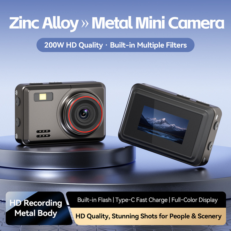 Cross-Border Metal Retro Mini 1080P High-Definition Ccd Student Campus Digital Camera Portable Accessory for Photo and Video Recording