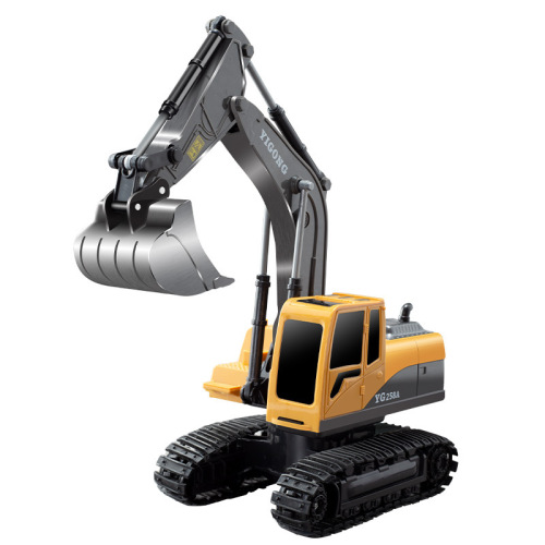 Child Electric Remote Control Excavator Alloy Version Rechargeable Six-Channel Wireless Remote Track Construction Vehicle Model Toy