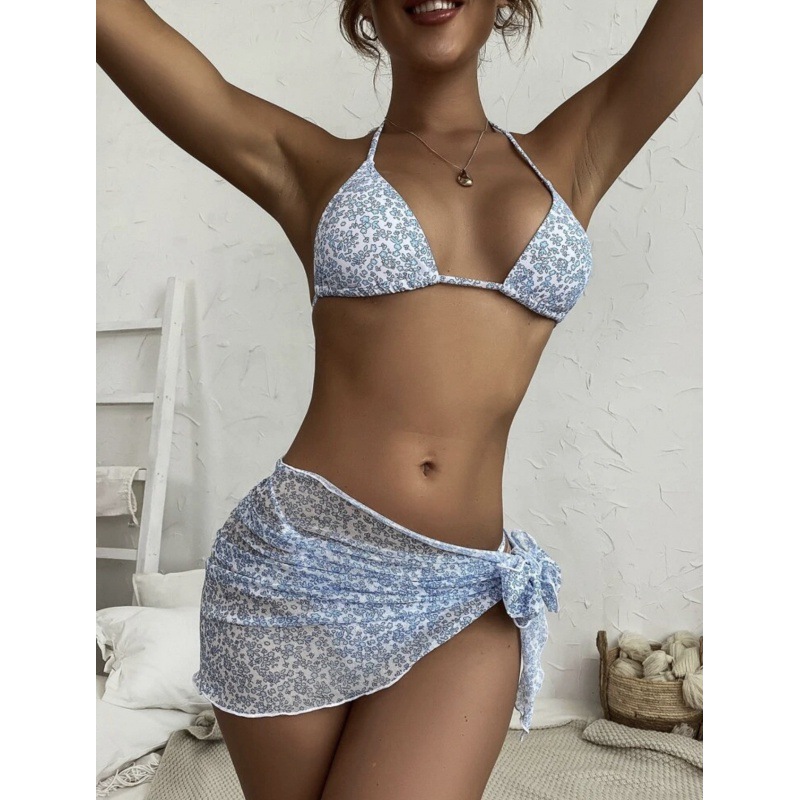 Mingyi europeo y americano nuevo sexy multicolor malla falda de tres piezas de moda bikini traje de baño de las mujeres