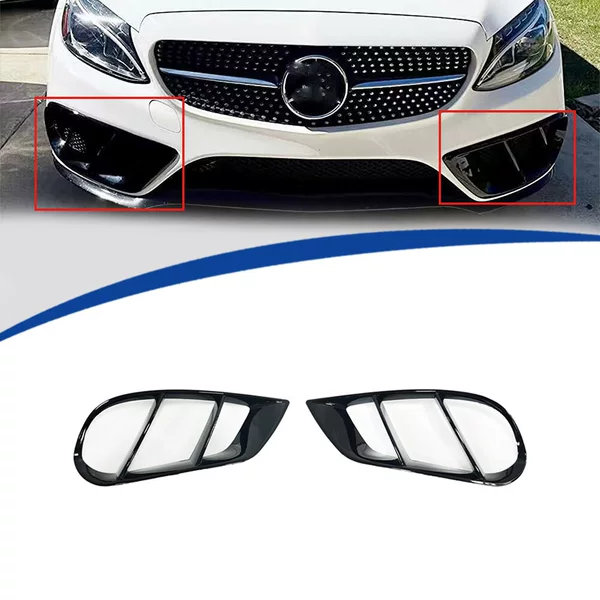 Suitable for 15-18 Model Sports Version C-Class W205 Front Bumper Left and Right Fog Light Covers Grille Cover Adhesive Type Abs Material