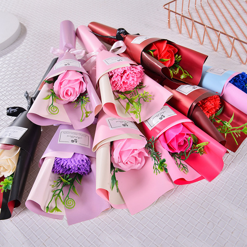 Qixi gift soap flower single rose small bouquet artificial carnation valentine's day soap flower teacher's day gift 