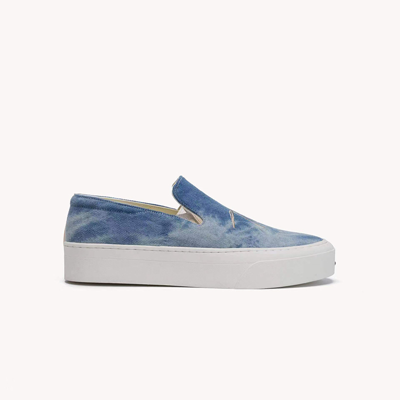 Elite exclusive denim cloth white sneakers platform
