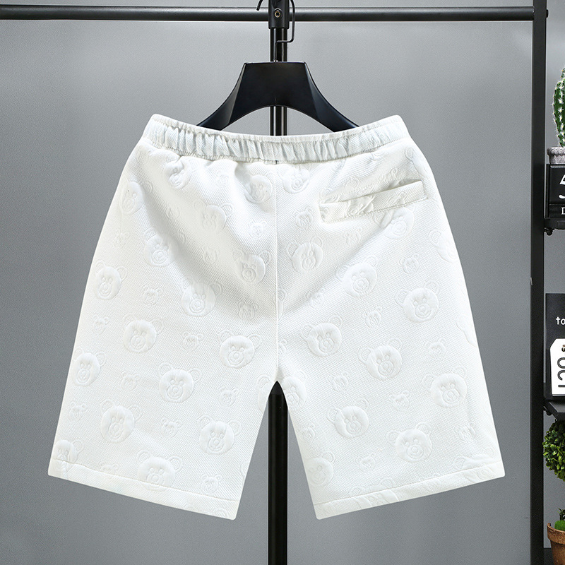 Shorts pour hommes 2023 Nouveau dessin animé garde été mode moyen tricoté plage pantalon fendu_voghion.com