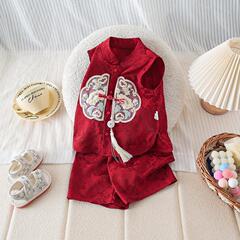 男の子の夏スーツ中国唐スーツ分割ツーピースセットベビー100日ドレス中国風ギフト服