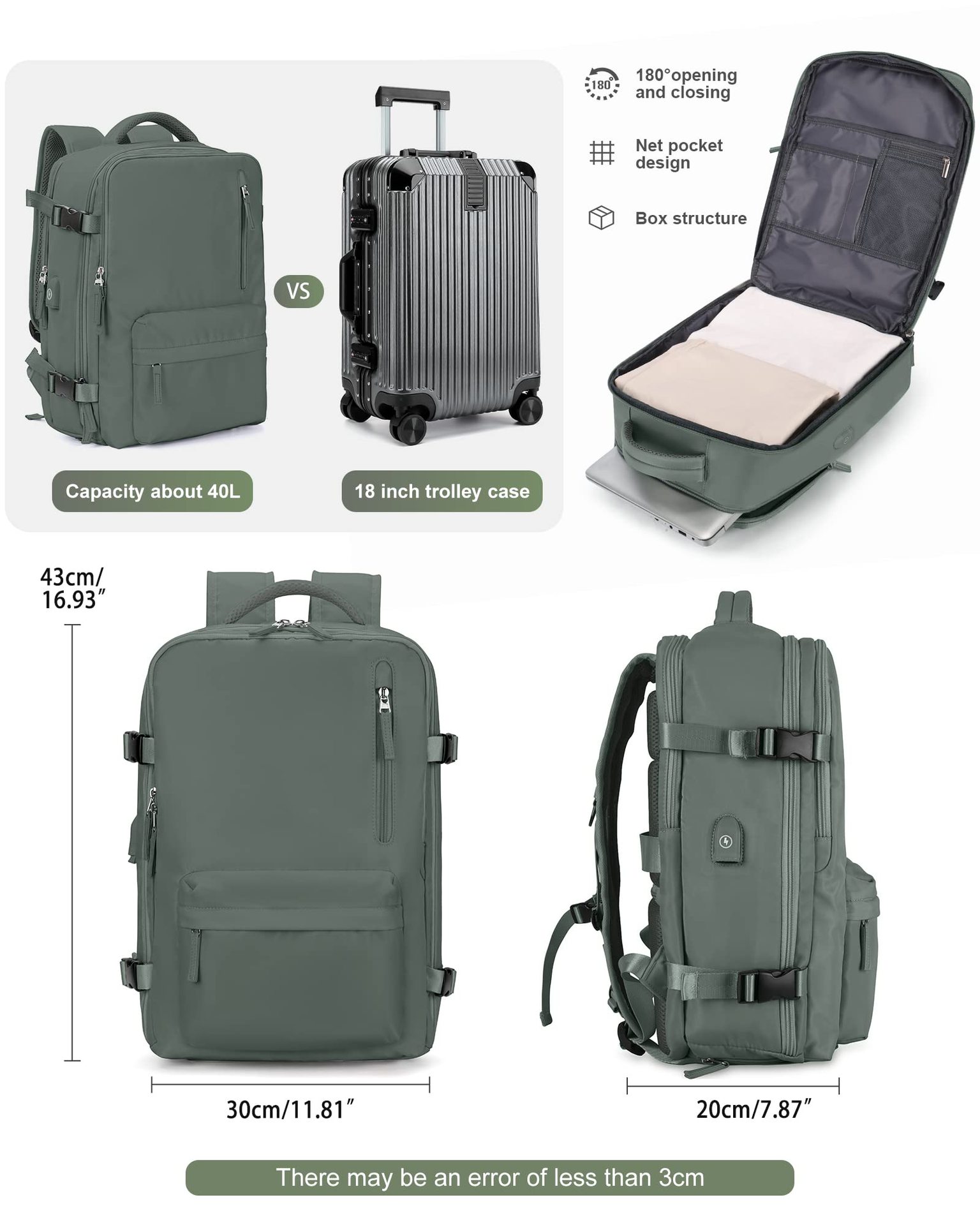 1875g Weight Nylon Lining Material Zipper Closure Type Double Shoulder Straps Strap Type Functional Backpack Bags Type Travel, Daily Occasion Nylon Material Women's Backpack Backpack Solid Color Pattern All Seasons Season Unisex Gender Streetwear Style Square Shape Solid Color Travel Daily Women's Backpack 50