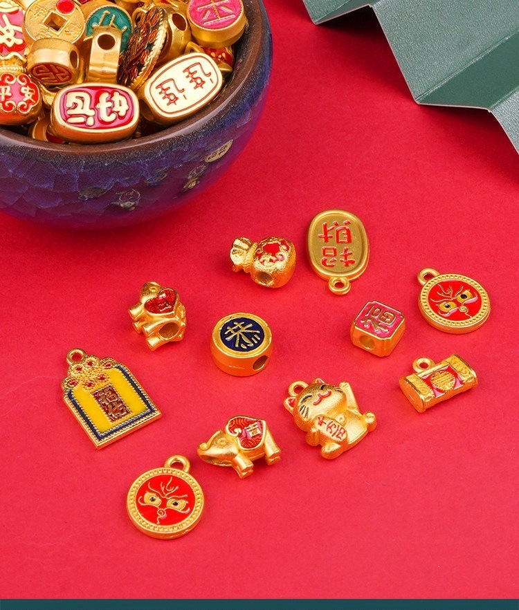 Ancient-style gold-plated accessories, handmade beads, oil-dripped alloy accessories, DIY materials for necklaces, bracelets, and pendants, wholesale