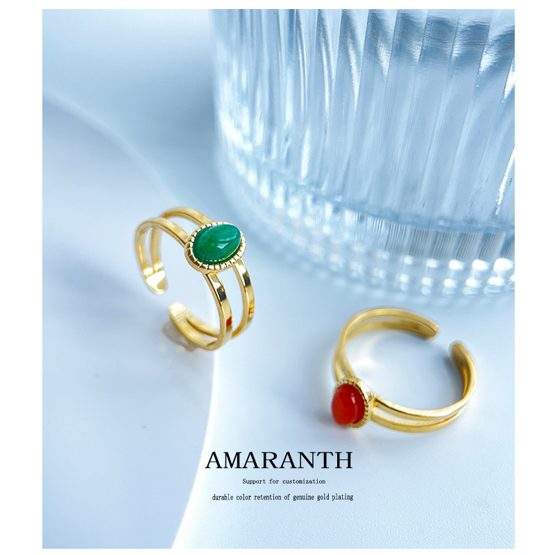 Fashion Geometric Titanium Steel Inlay Zircon Open Ring 1 Piece