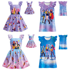 110-150 Kpop ゴーストハンターガールズフライングスリーブナイトガウンカジュアルホームドレス外出服