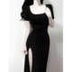 French Casual Black dress Women's New Summer Elegant Women's Design Sense Split Slim-fit Slim-fit Sheath