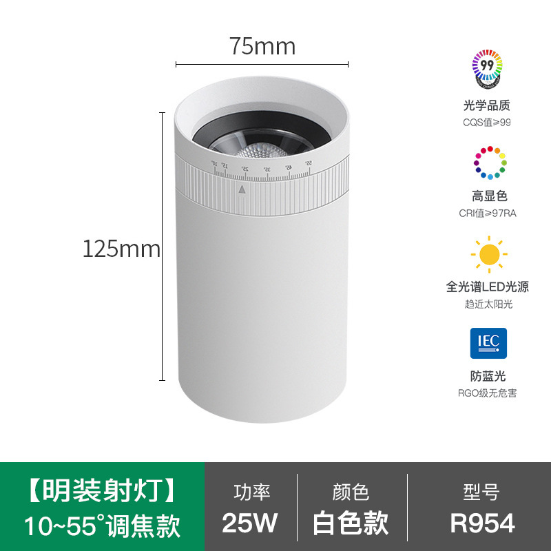 可旋转调焦变焦明装射灯客厅吸顶式无主灯玄关聚光散光走廊过道灯|undefined