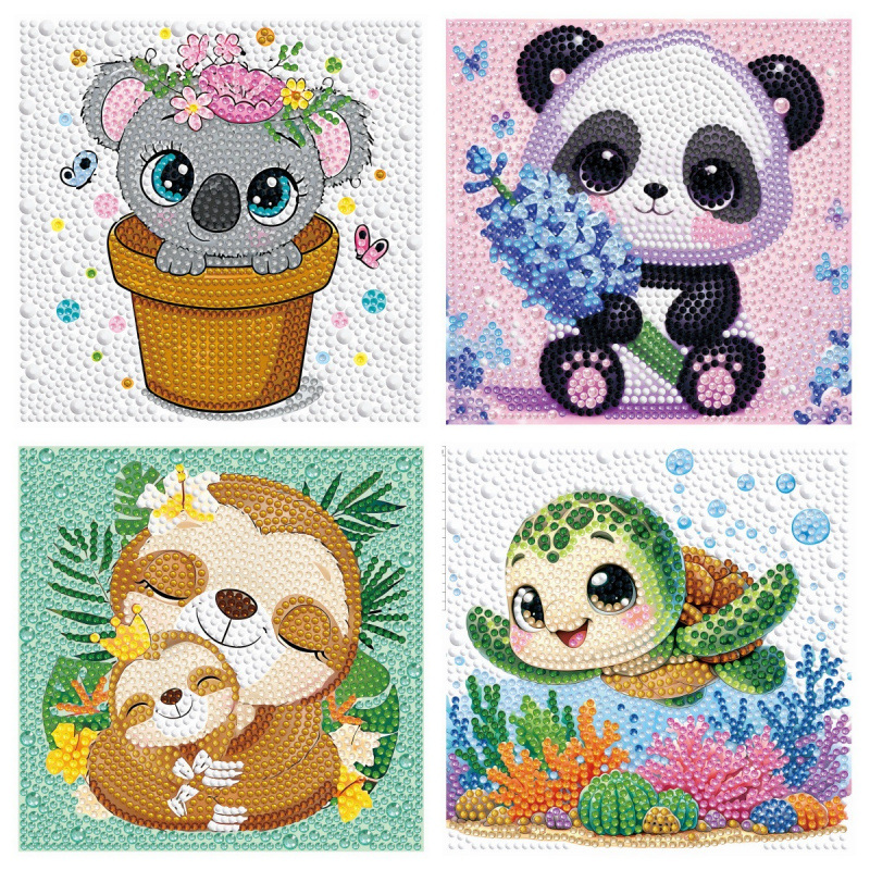 Transfronterizo Amazon nuevo dibujo de diamante infantil diy niña juguetes hechos a mano animal diamante dibujos animados pegatinas
