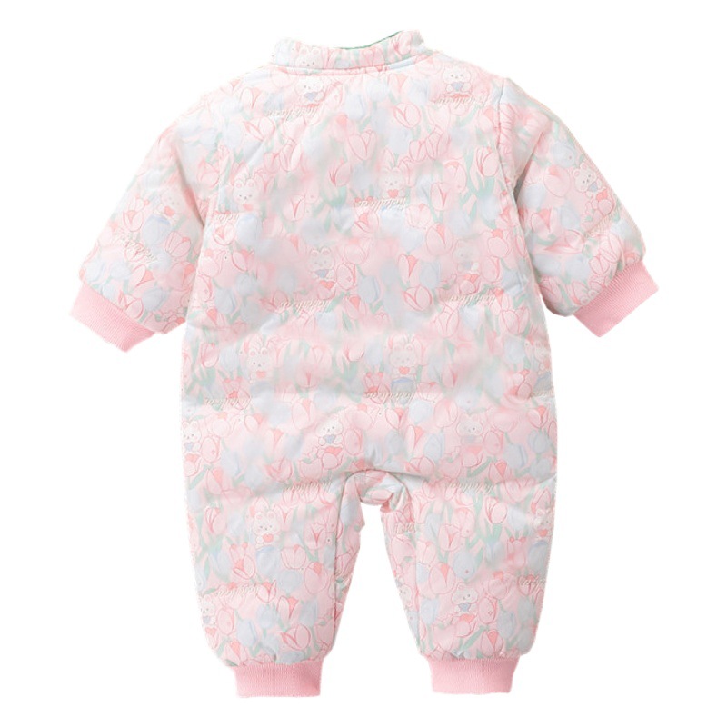 Bebé acolchado mono estilo occidental mujer bebé Otoño e Invierno estilo chino cheongsam mameluco un mes cien días lindo mameluco