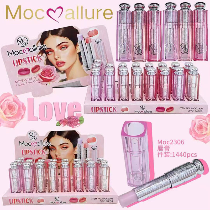 Mocoallure nuevo lápiz labial transfronterizo de comercio exterior de dos piezas bálsamo labial que cambia de color aceite de labios tubo en polvo hidratante