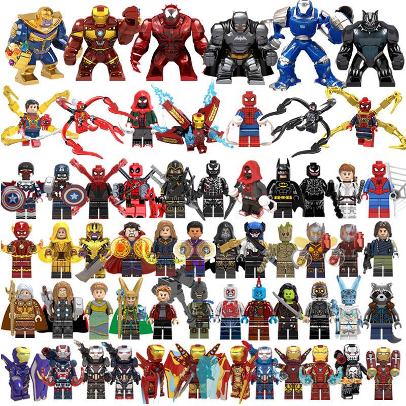 Marvel Heroes Series Avengers Complete Set of Building Blocks Figures Iron Man Spider-Man Assembling Toys for Boys