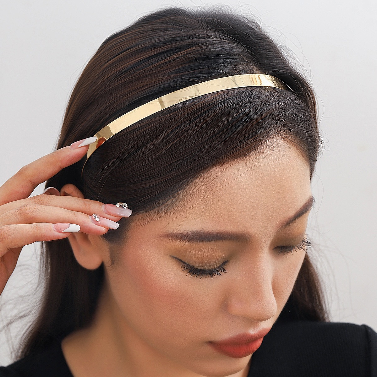 1cm / 0.4cm banda de cabello hebilla de cabeza DIY accesorios de joyería unidireccional simple banda de cabello material