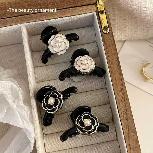 Camellia Small Grasping Clip High-grade small size Headwear Half-tied Hair Clip Women's Shawl Hair Clip Short Hair Accessories