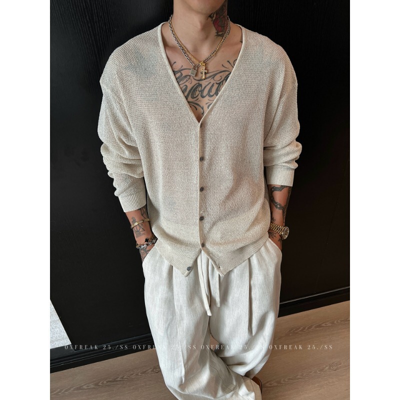 Old Money Style Linen Long-Sleeve Cardigan Knit Sweater for Men, 2026 Spring and Autumn New Thin Solid Color Jacket Old Money Style Linen Long-Sleeve Cardigan Knit Sweater for Men, 2026 Spring and Autumn New Thin Solid Color Jacket