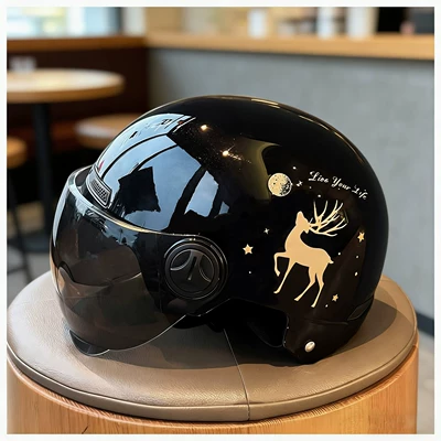 Motosiklet kaskı (dəbilqə) Helmet, Unisex Motorcycle Safety - one-size-fits-all-unisex-a8-black-brown-short-glasses-yilu-ping-an