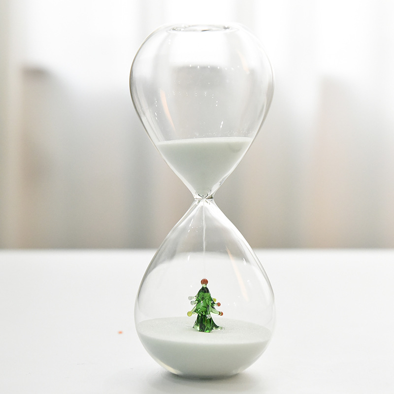 Creativo 30 minutos de Navidad reloj arena temporizador forma animal decoración del hogar artesanía vidrio fábrica al por mayor