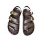 2024 Summer New Women's Shoes Cowhide Vintage Thong Pin Buckle Decorative Flat Brown Women's Ottoman Sandals