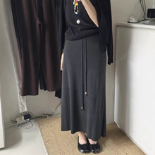 垂感中长款针织半身裙女2025秋冬新款松紧腰显瘦a字包臀直筒裙子