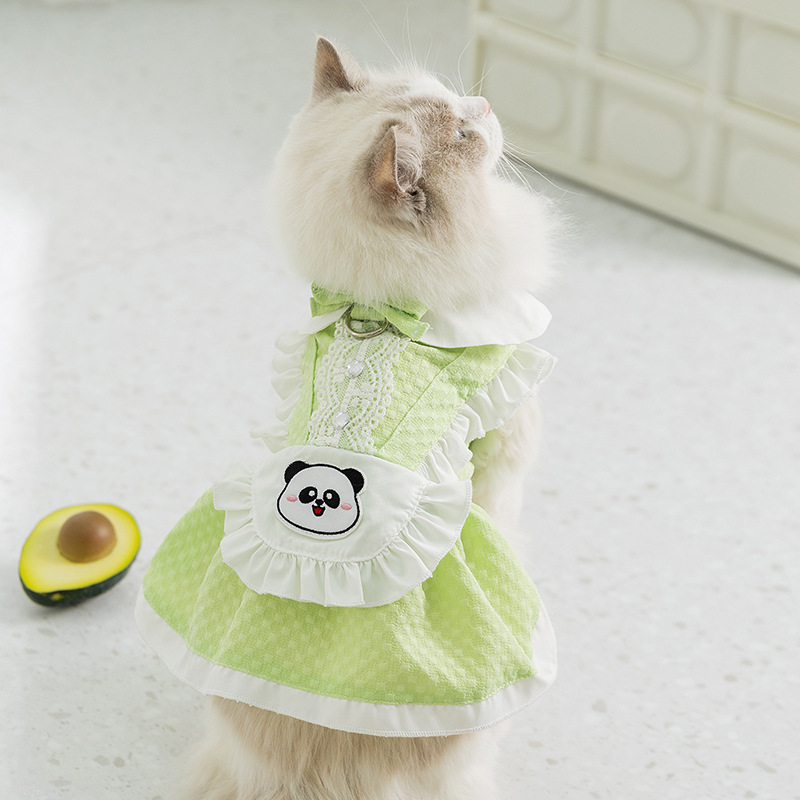 Traje de mucama de primavera y verano vestido de mujer de encaje perro pequeño y mediano perro cachorro gato mascota ropa de gato
