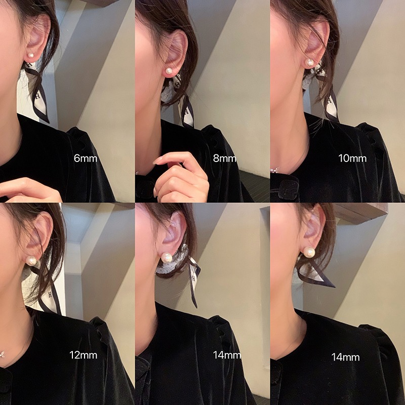 Fiebre mismo estilo ins pendientes de perlas hembra 925 aguja de plata agujero de la oreja mosquito bobina pendientes de clip de oreja alto sentido