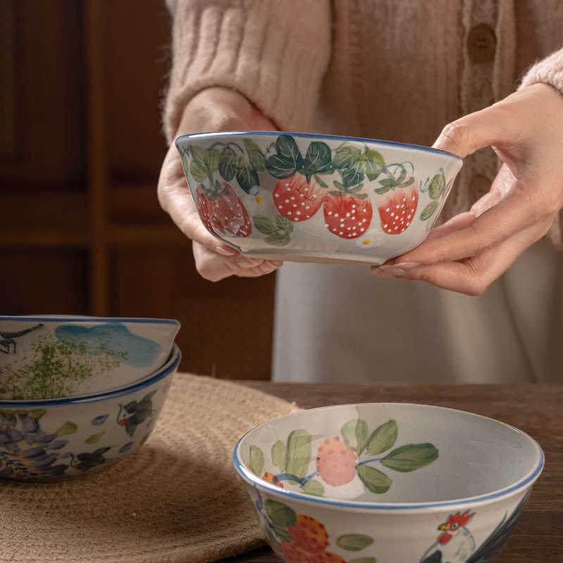 Jingdezhen Ceramic Hand-Painted Bowl, Traditional Pottery Clay, Chinese-Style Creative Underglaze Color, 5.5inch Pig Nose Bowls, Household Rice and Soup Bowl Jingdezhen Ceramic Hand-Painted Bowl, Traditional Pottery Clay, Chinese-Style Creative Underglaze Color, 5.5inch Pig Nose Bowls, Household Rice and Soup Bowl