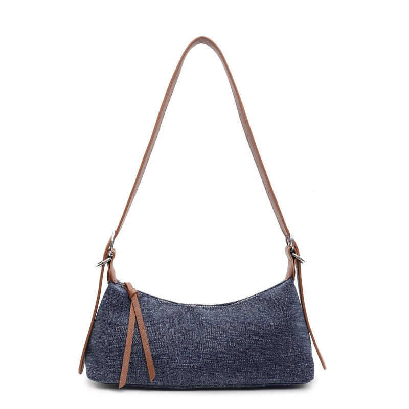 Bolso de axila retro estilo Hong Kong 2025 verano nuevo bolso femenino casual bolso de hombro de mezclilla moda contraste color bandolera marea