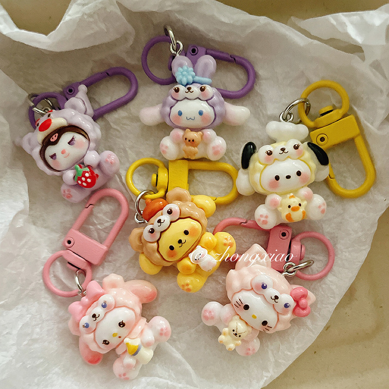 Cartoon Sanrio Keychain Pendant Cute Girl Heart Student Schoolbag Hanging Accessories Bag Accessories Girlfriend Gift