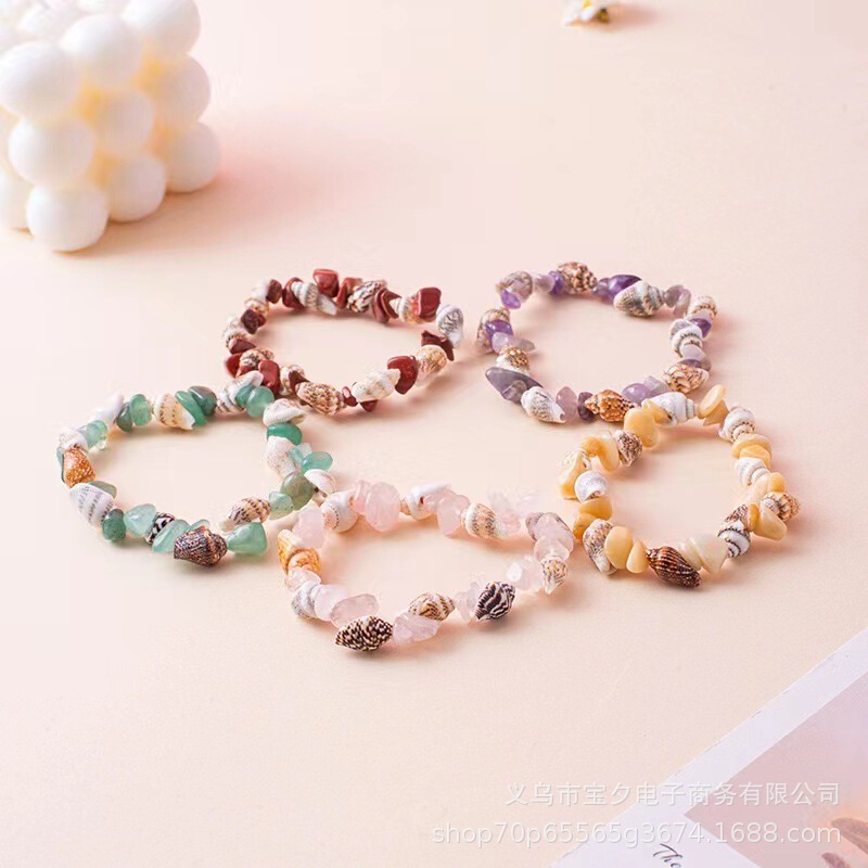 Cross-Border Popular Shell Bracelet Bohemian Natural High-End Bracelet Conch Gravel Jewelry Versatile Elastic Bracelet