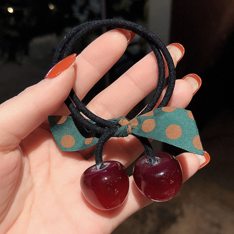 Wine red cherry hair rope