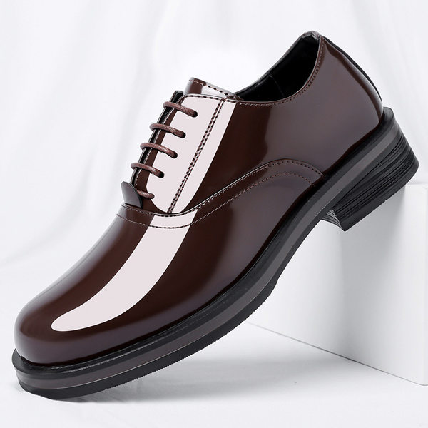 Giày Derby da đế dày cỡ lớn mũi tròn phong cách thanh lịch, giày công sở và dự tiệc cho nam — Màu nâu, màu đen