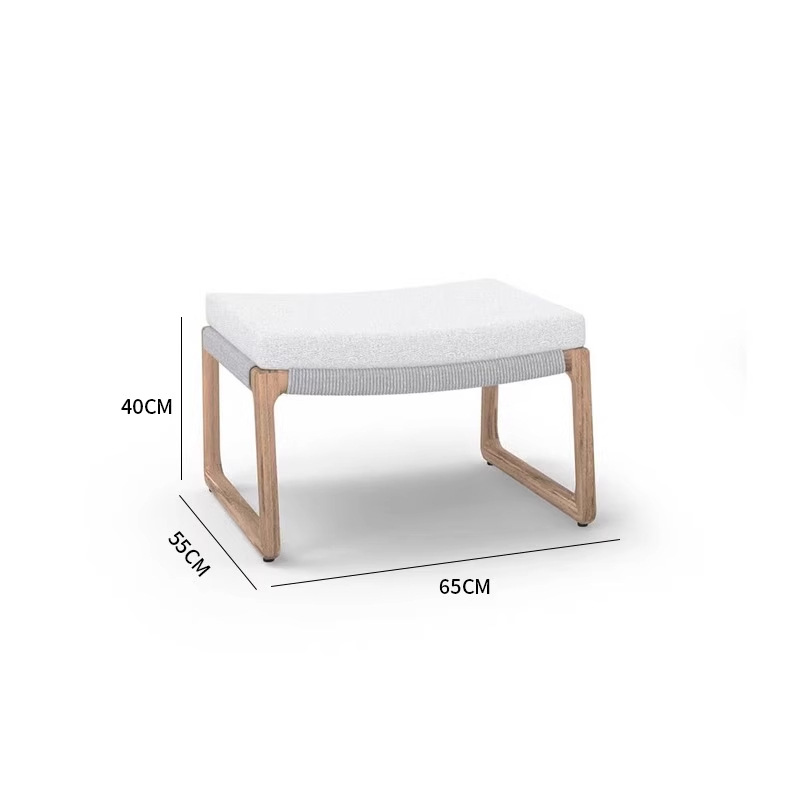 Sofá nórdico de teca al aire libre combinación de villa balcón al aire libre silla de caña ocio jardín al aire libre cuerda tejida muebles de madera maciza