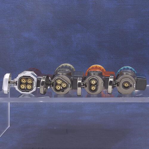 609-3 Transparent round machine three-stroke cigar lighter High-power plastic lighter with keychain pendant