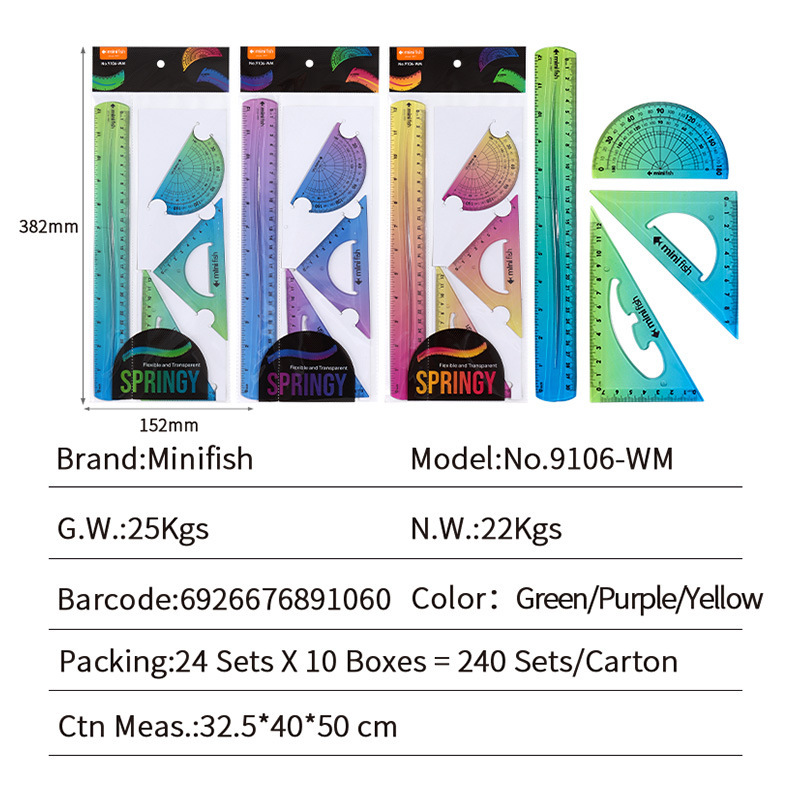 Transfronterizo amazónica gradiente suave regla de geometría triangular regla recta 4 regla de fábrica al por mayor