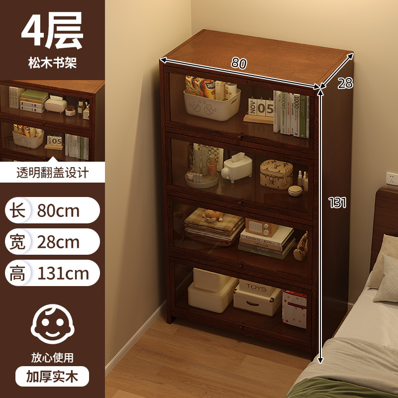 Mesita de noche de madera maciza estantería estante de piso a techo hogar a prueba de polvo gabinete de exhibición gabinete de almacenamiento dormitorio junto a la cama pequeña estantería