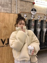 韓版2022年冬季新款羊羔毛短款外套女加厚羽絨棉服保暖面包服棉襖
