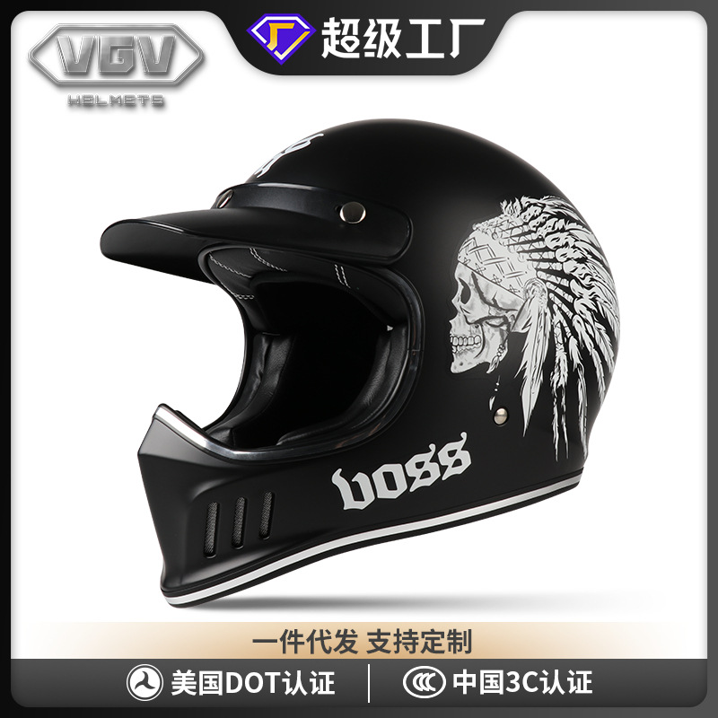 VGV casco de la motocicleta de la vendimia unisex Four Seasons universal casco de invierno