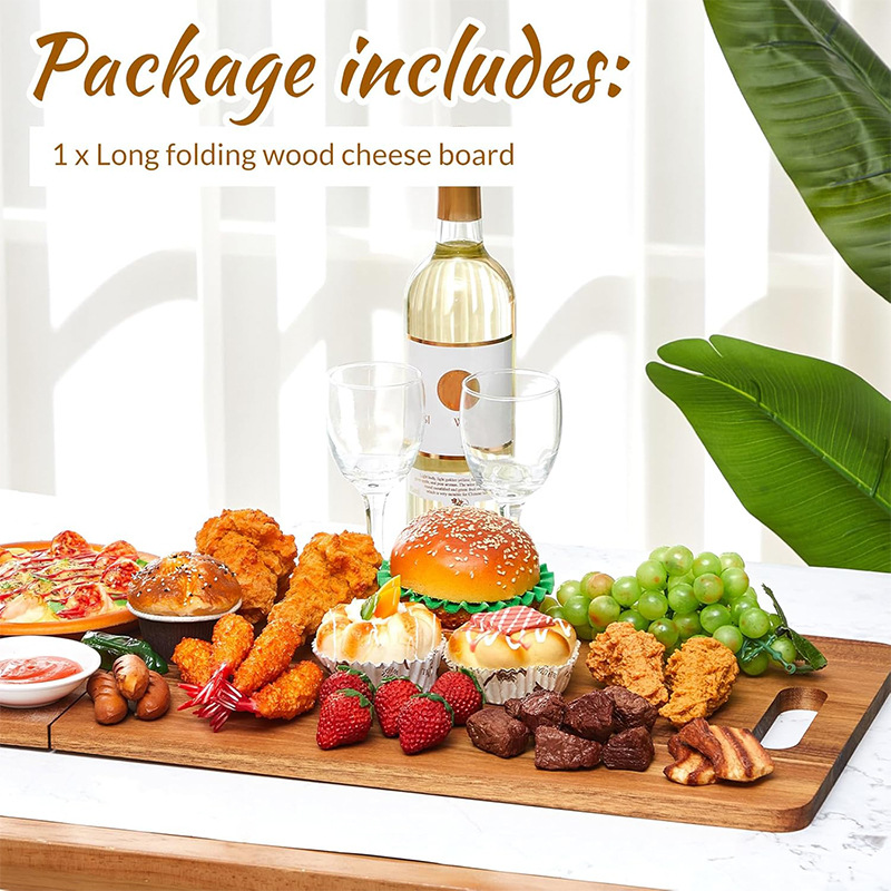 Tablero de cortar plegable de madera, picnic portátil, camping, pan de frutas, tabla de cortar, tabla de cortar de madera disponible de doble cara de cocina