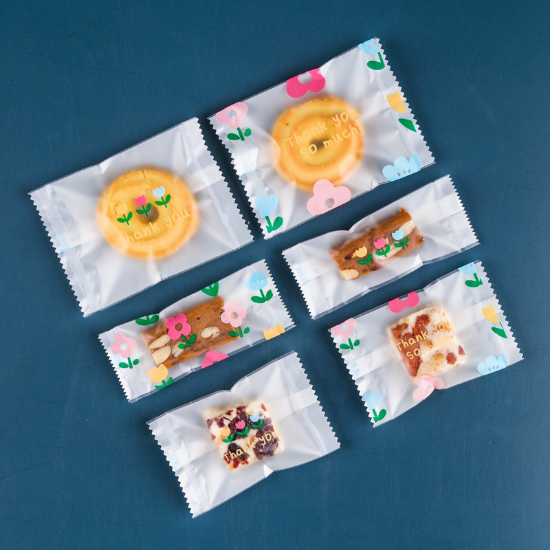 Serie de flores galletas bocadillo para hornear bolsa de embalaje máquina de postre bolsa de sello de caramelo pequeña máquina bolsa de sello