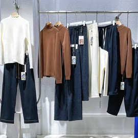 25冬款SMS高品质松紧裤腰裤子半高领羊毛衫专柜撤柜一手货源供应
