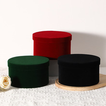 丝绒礼盒圆形抱抱桶红绿礼物包装盒苹果插花盒父亲节高端礼品盒