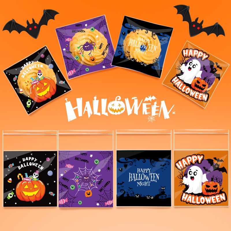 クロスボーダーハロウィン雰囲気粘着クッキーバッグスノーフレークペストリーキャンディ包装袋ハロウィンパーティーギフト粘着バッグ|undefined